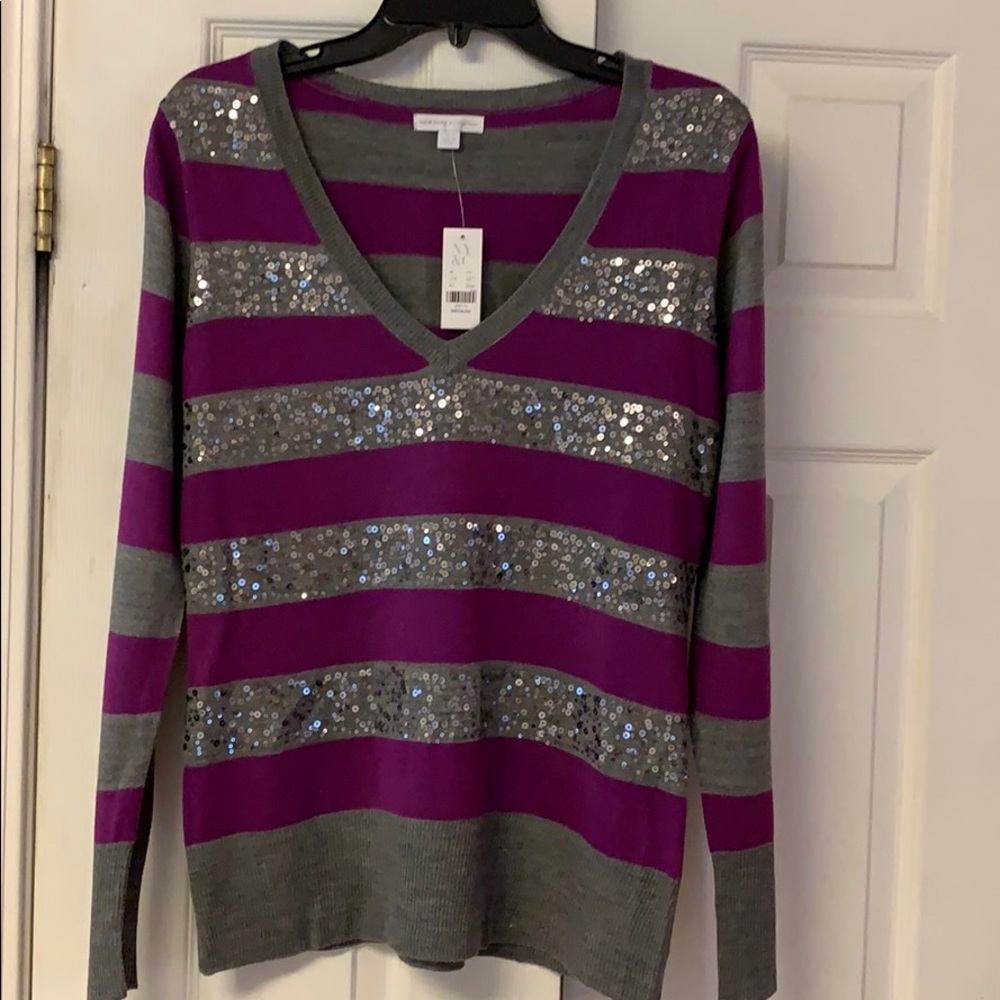 New York & Company Gray gray sequin & purple sz M